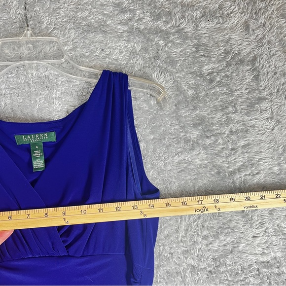 Ralph Lauren Blue Cowl Neck Sheath Midi Dress - Picture 5 of 8